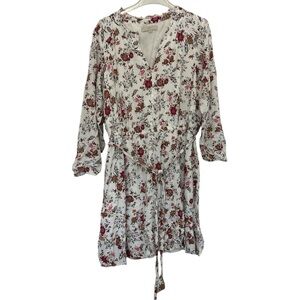 LOFT Floral Mini Dress - Red and White